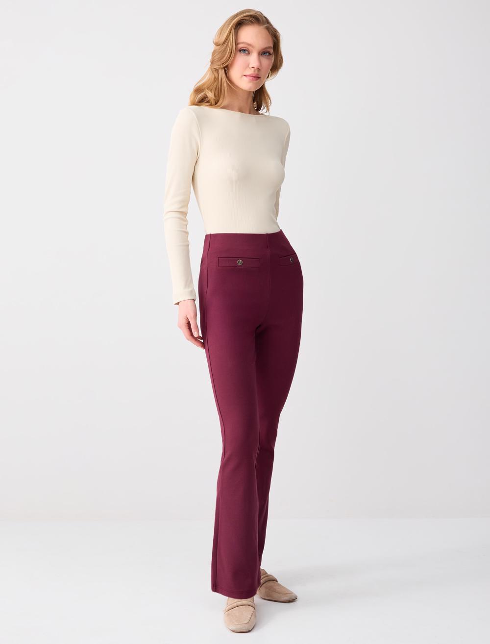 Bol Paça Yüksek Bel Dar Kesim Örme Pantolon