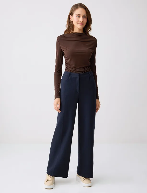 Women  Wide Leg High Waist Knitted Long Pants