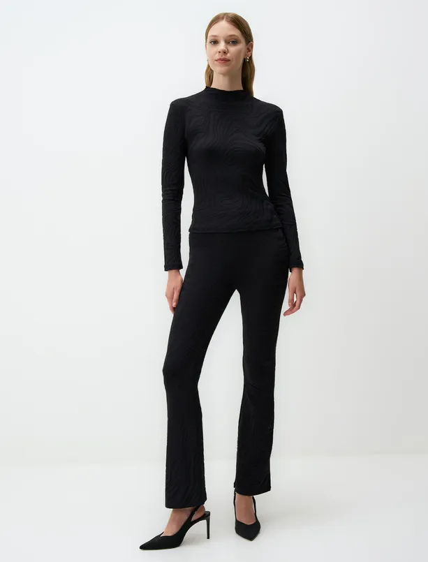 Women  High Waist Wide Leg Slim Fit Knitted Pants