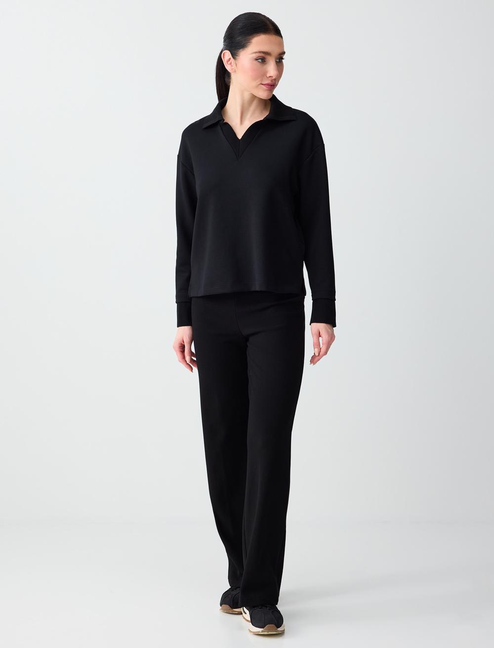 Beli Lastikli Normal Bel Normal Paça Örme Pantolon