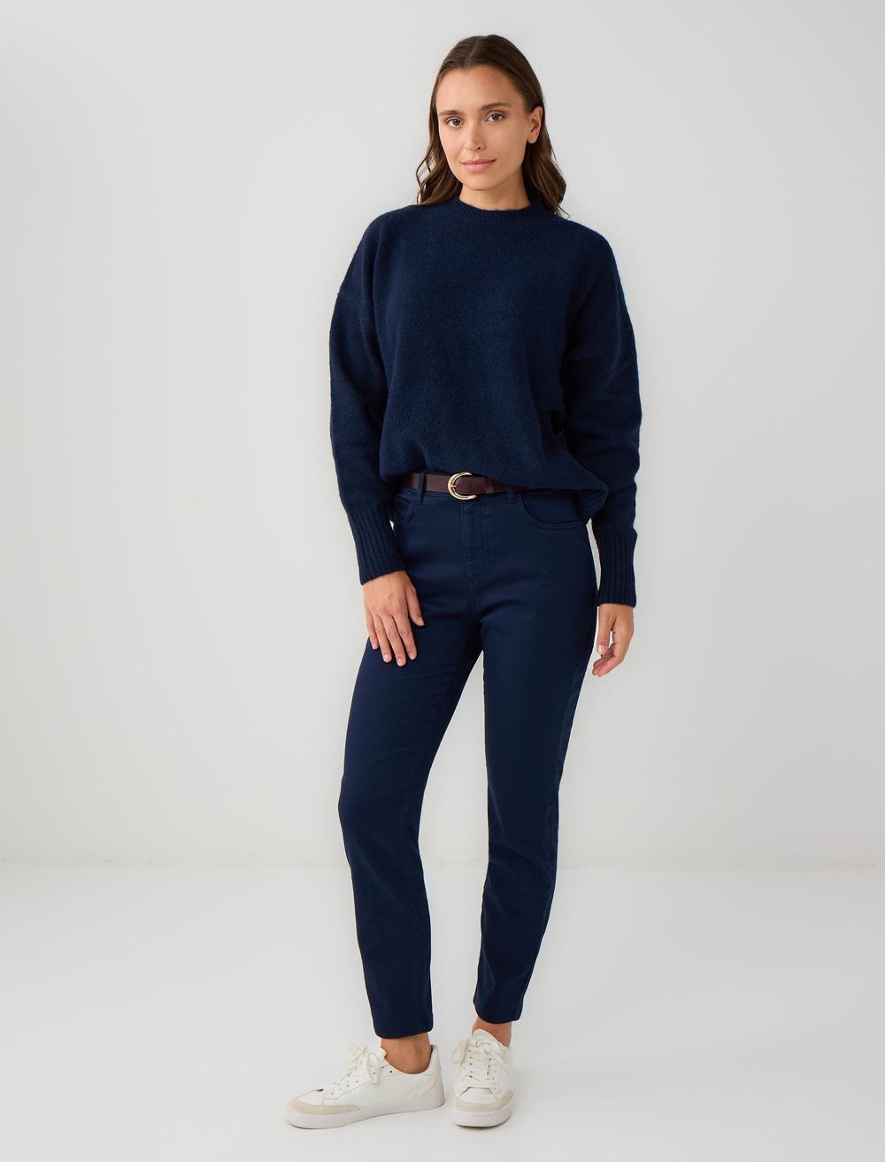 Normal Paça Yüksek Bel Cepli Dokuma Pantolon