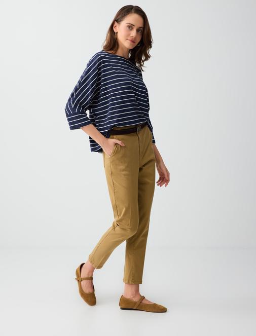 CamelFeather Side Pockets High Waist Regular Leg Woven Pants Combination