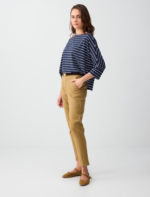 CamelFeather Side Pockets High Waist Regular Leg Woven Pants Combination