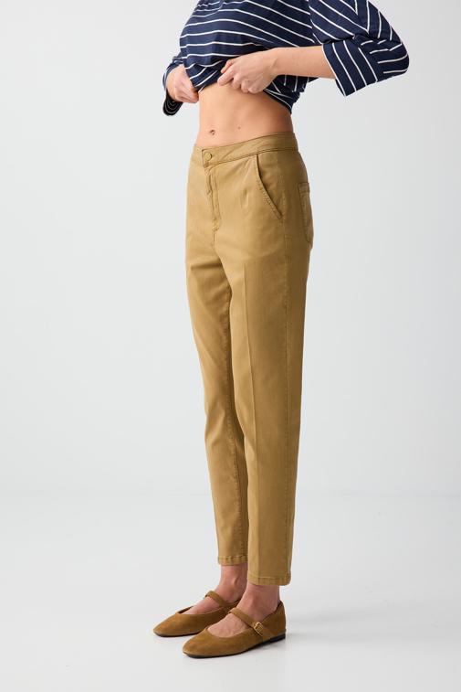 CamelFeather Side Pockets High Waist Regular Leg Woven Pants Combination