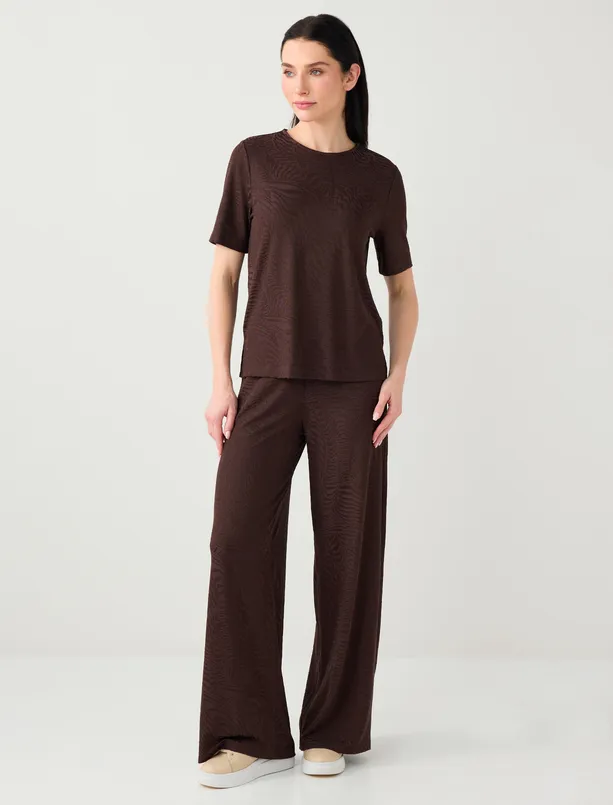 Bayan  Normal Bel Normal Paça Uzun Jakarlı Örme Pantolon