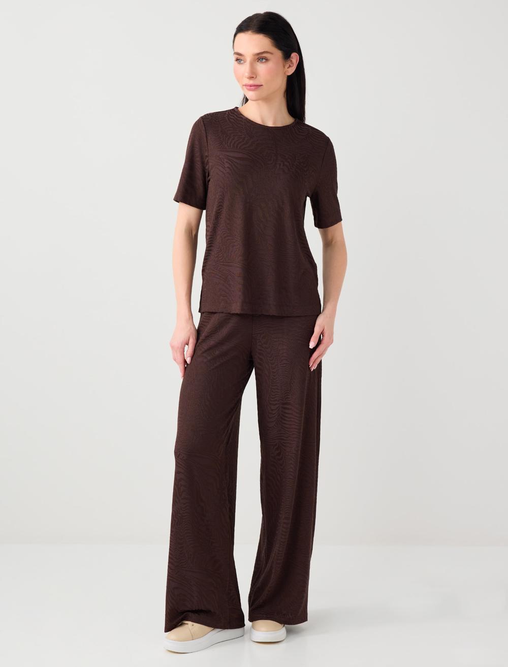 Normal Bel Normal Paça Uzun Jakarlı Örme Pantolon