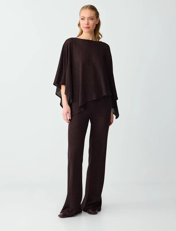 Women Brown Normal Waist Normal Leg Long Pants with Elasticized Waist