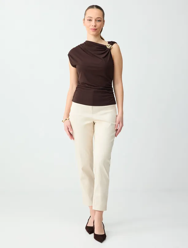 Bayan  Yüksek Bel Normal Paça Dokuma Gabardin Pantolon