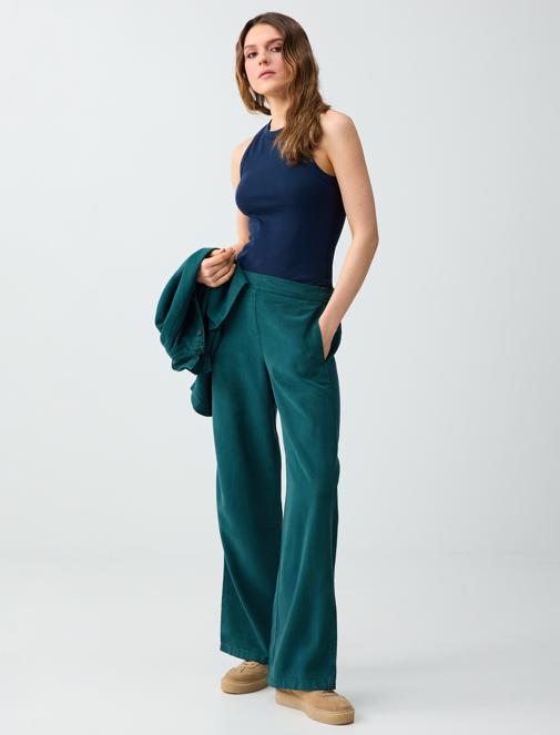 Normal Waist Normal Leg Long Pants Combination with Pocket Details