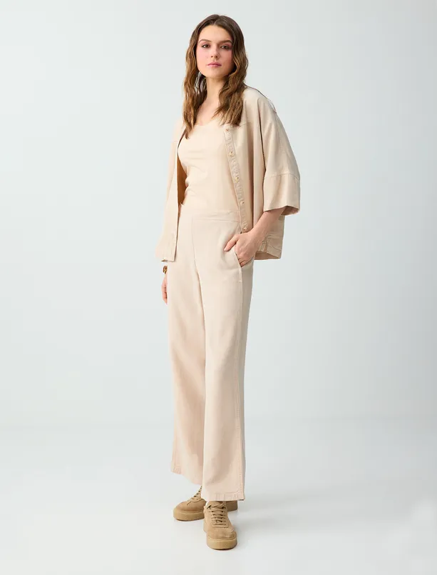 Bayan  Normal Bel Normal Paça Cep Detaylı Uzun Pantolon