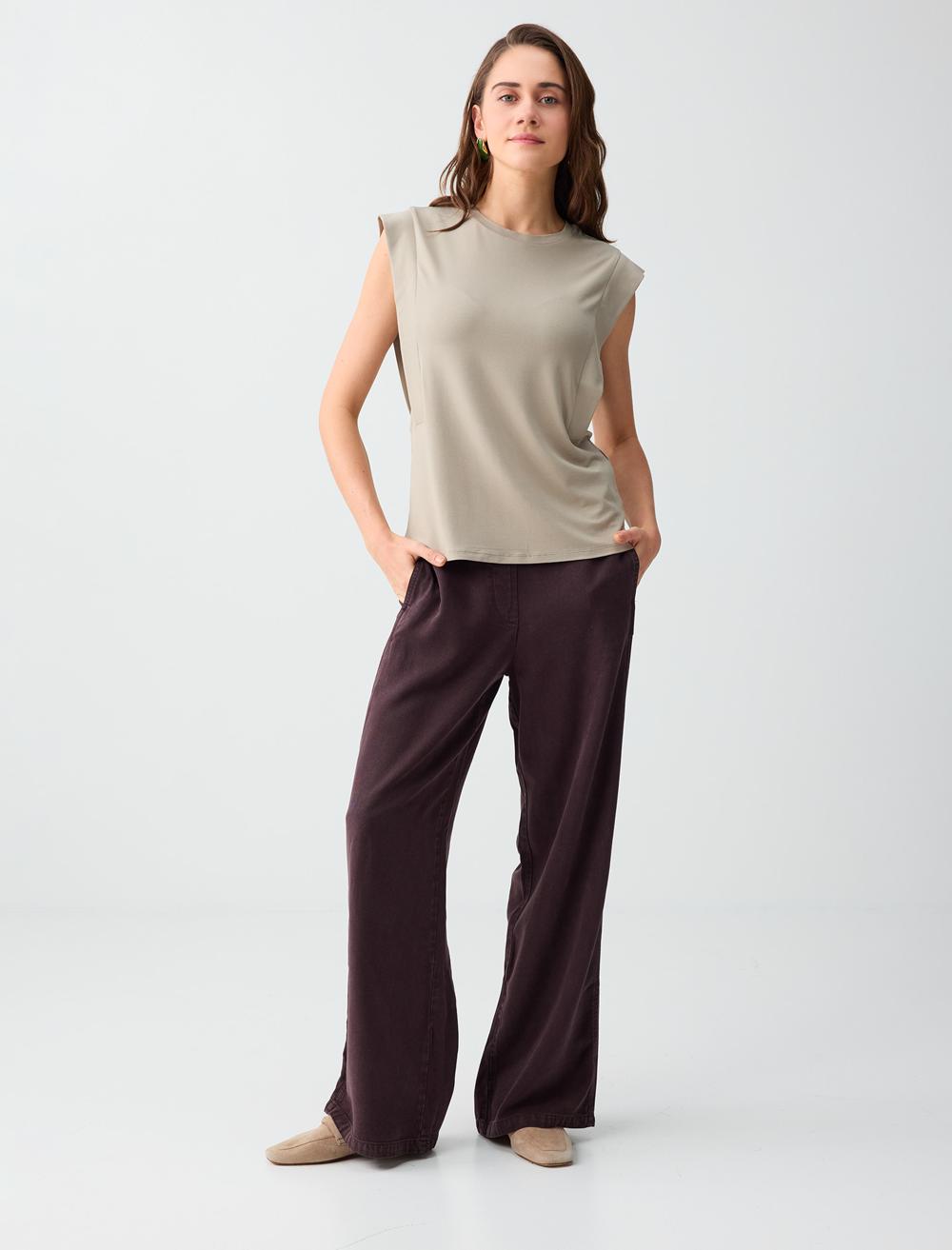 Normal Bel Normal Paça Cep Detaylı Uzun Pantolon