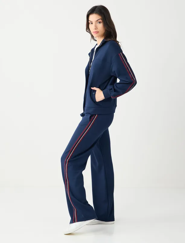 Bayan Lacivert Modal Normal Bel Normal Paça Örme Pantolon