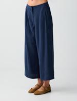 Yüksek Bel Bol Paça Kısa Basic Dokuma Pantolon Kombini