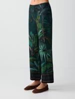 Keten Karışımlı Yüksek Bel Desenli Dokuma Pantolon Kombini