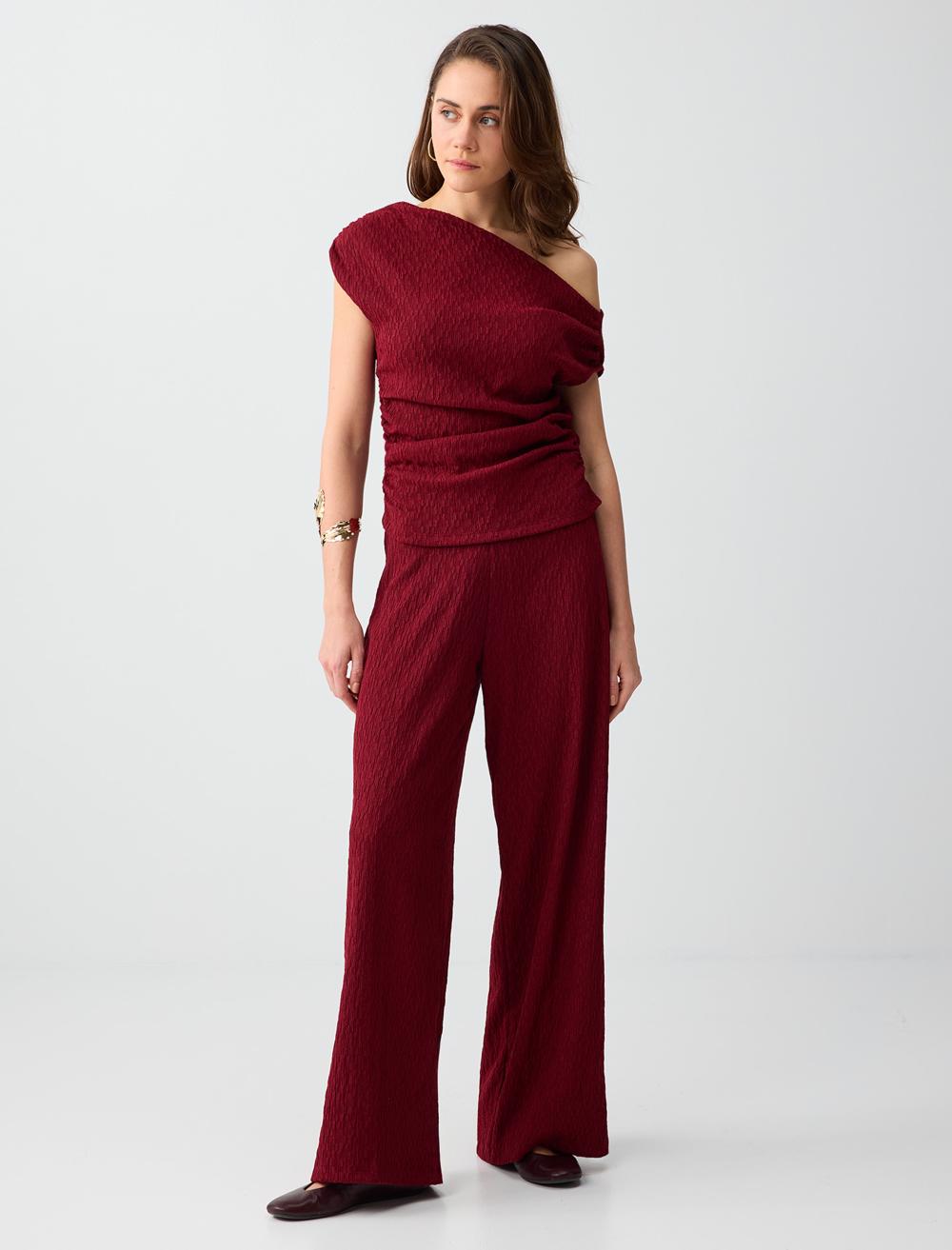 Beli Lastikli Normal Paça Normal Bel Örme Pantolon