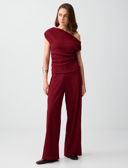 Beli Lastikli Normal Paça Normal Bel Örme Pantolon Kombini