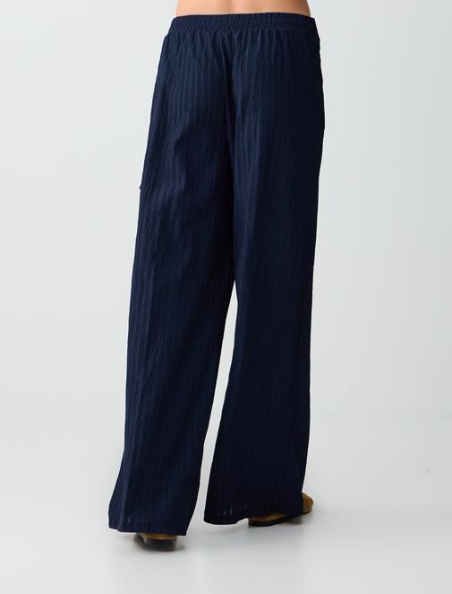 Normal Bel Normal Paça Çizgili Uzun Örme Pantolon