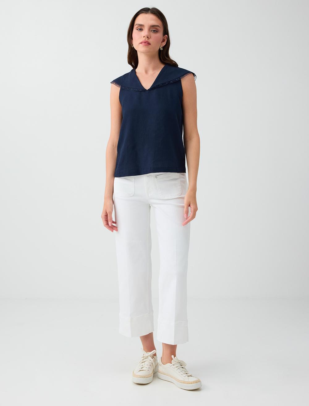 Cep Detaylı Normal Bel Denim Pantolon