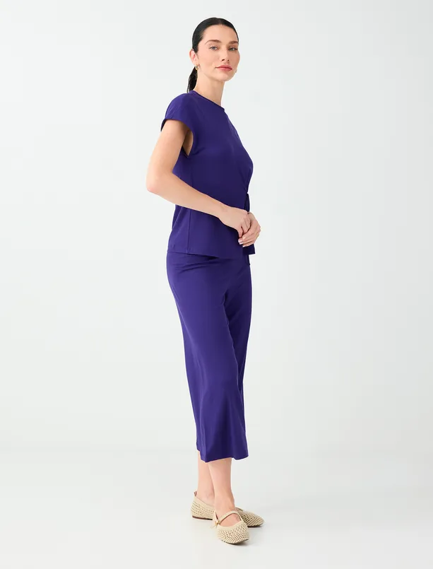 Bayan Mor Beli Lastikli Basic Kısa Pantolon