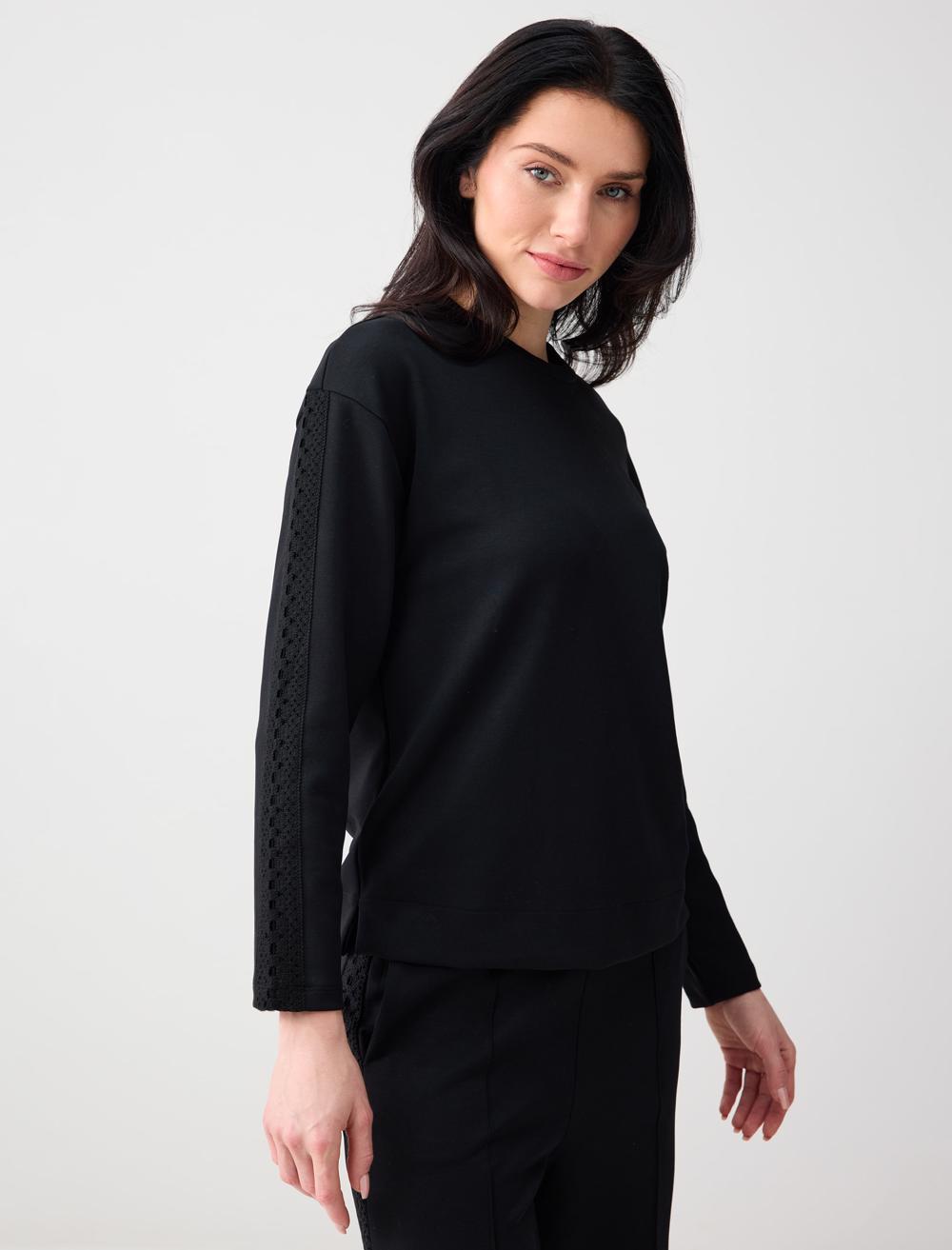 Rahat Kesim Bisiklet Yaka Örme Modal Sweatshirt