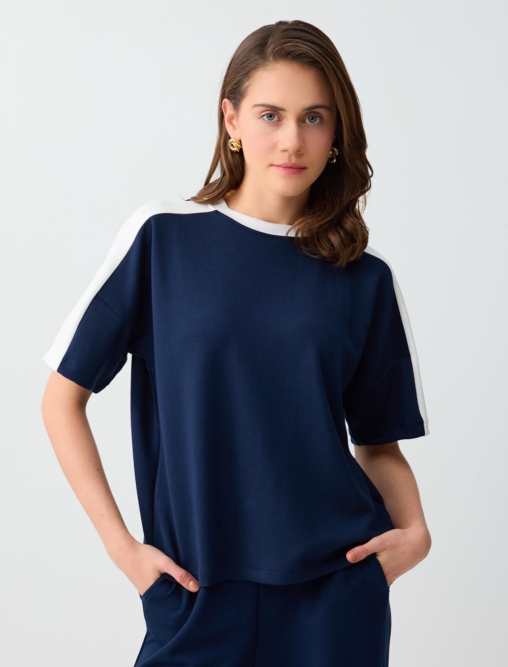 Rahat Kesim Dirsek Kol Modal Örme Sweatshirt