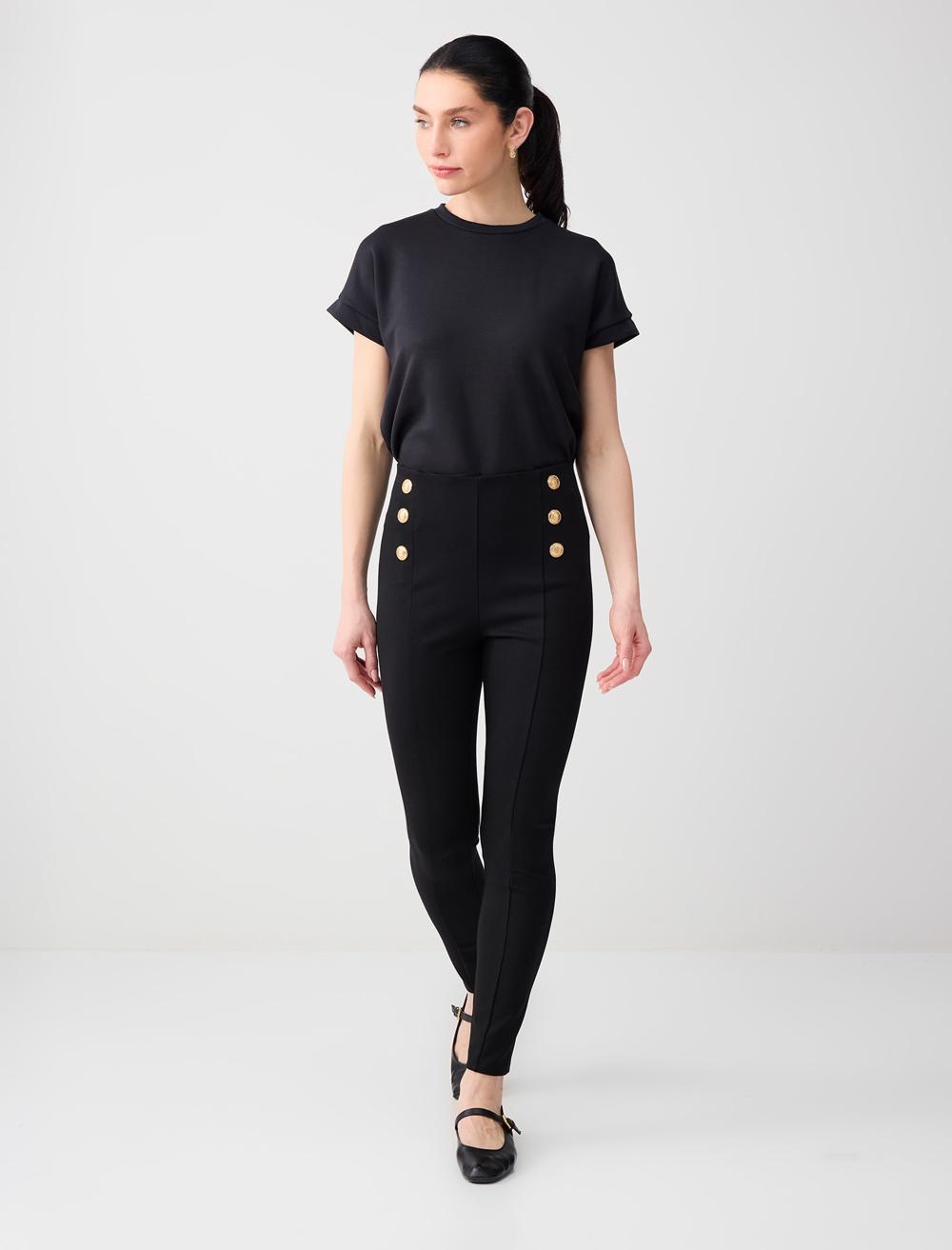 Dar Kesim Yüksek Bel Dar Paça Örme Tayt