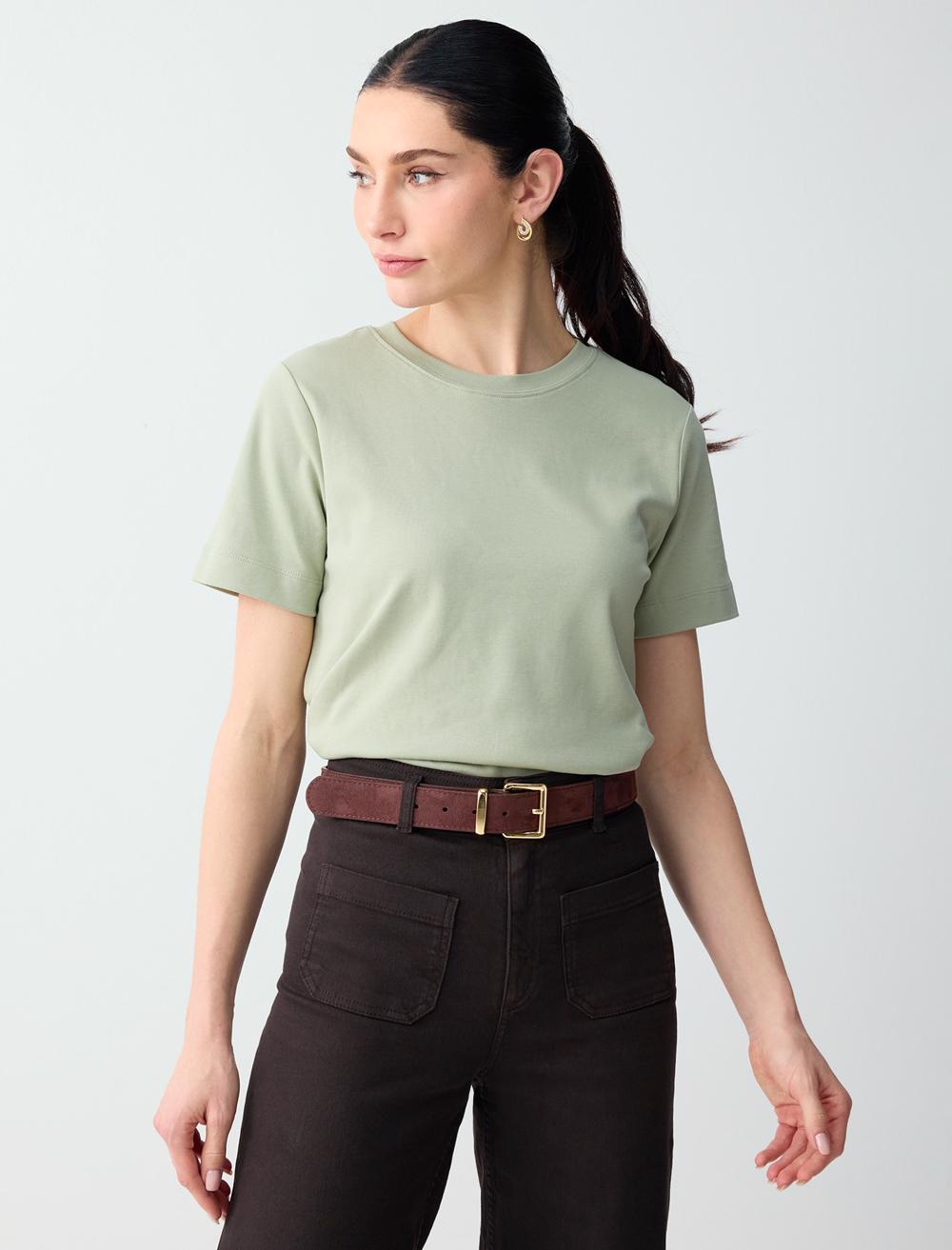 %100 Pamuk Kısa Kollu Basic Örme Tişört