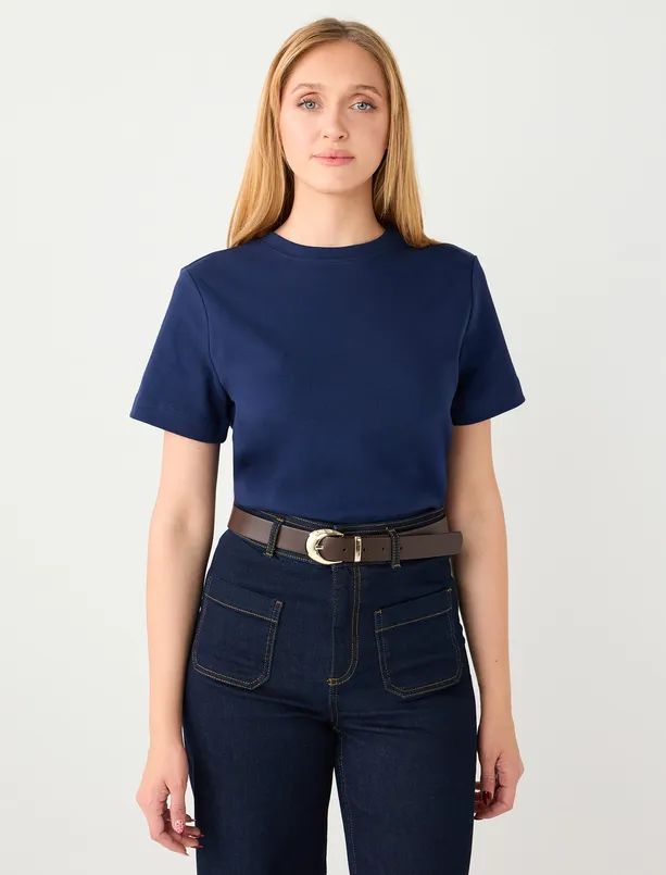 Women  100% Cotton Short Sleeve Basic Knitted T-Shirt