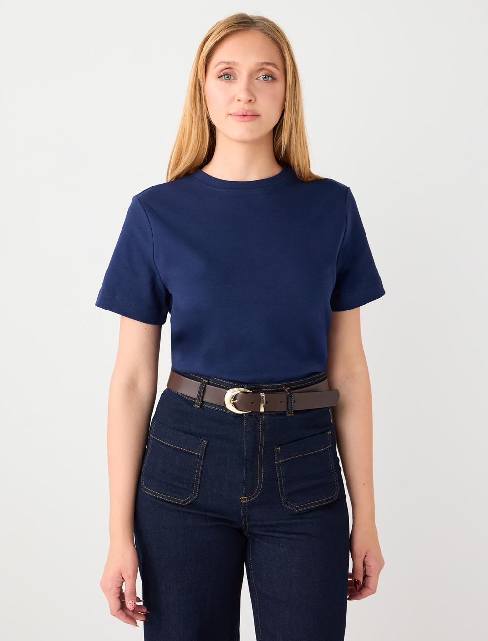 %100 Pamuk Kısa Kollu Basic Örme Tişört