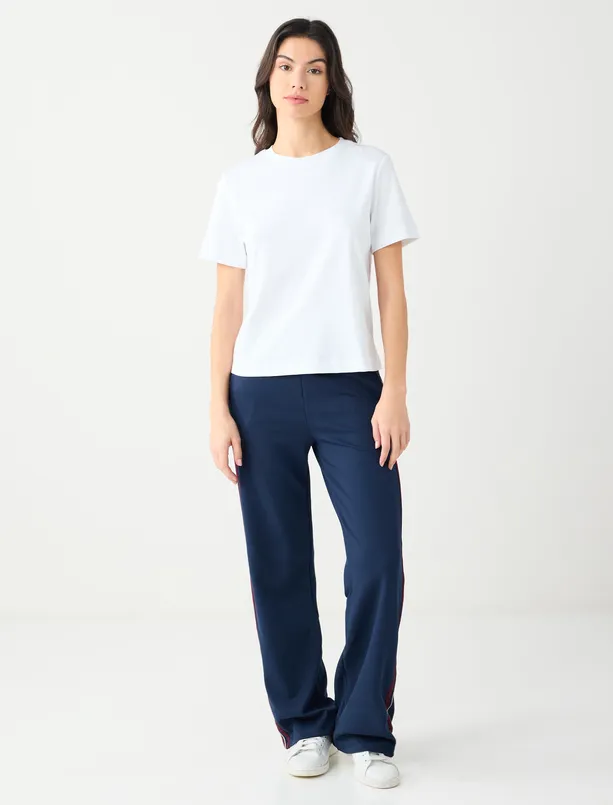 Women White 100% Cotton Short Sleeve Basic Knitted T-Shirt