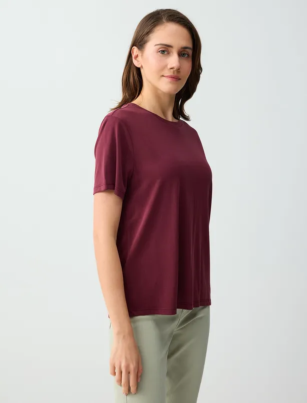 Bayan  Kısa Kollu Bisiklet Yaka Modal Örme Tişört