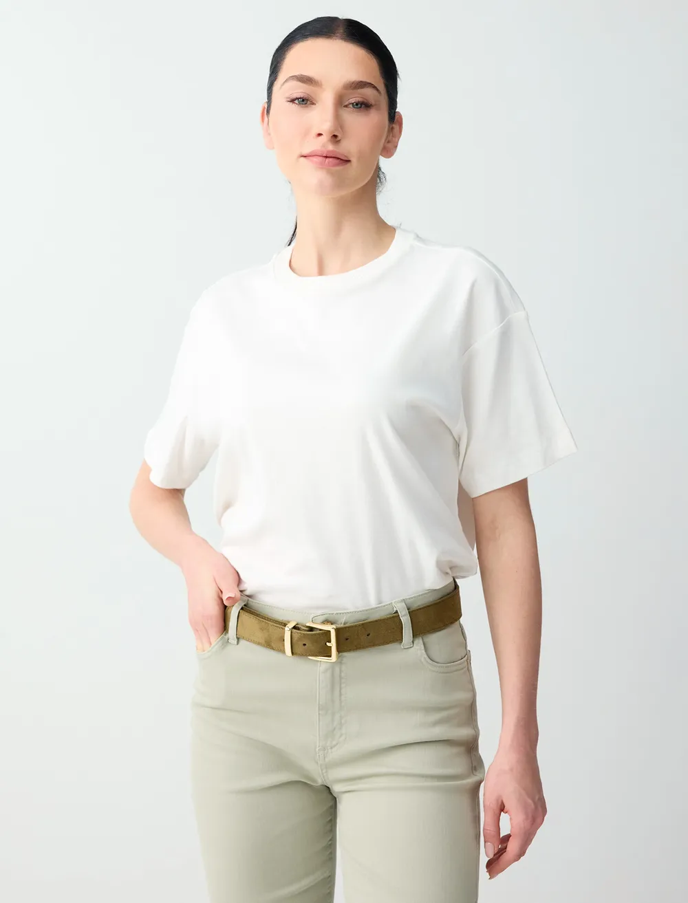 100% Cotton Relaxed Fit Crew-Neck Knitted T-Shirt