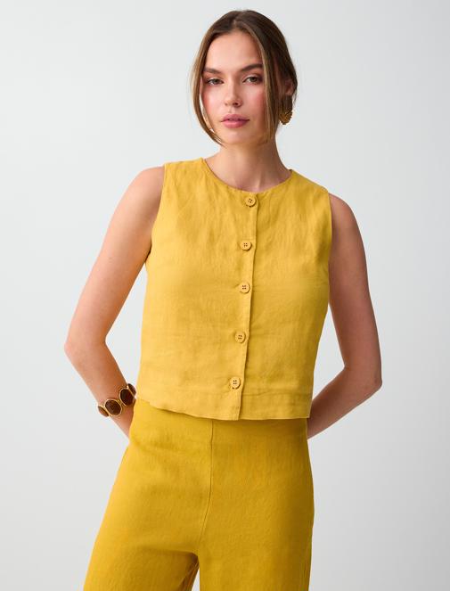 Linen Slim Fit Woven Vest