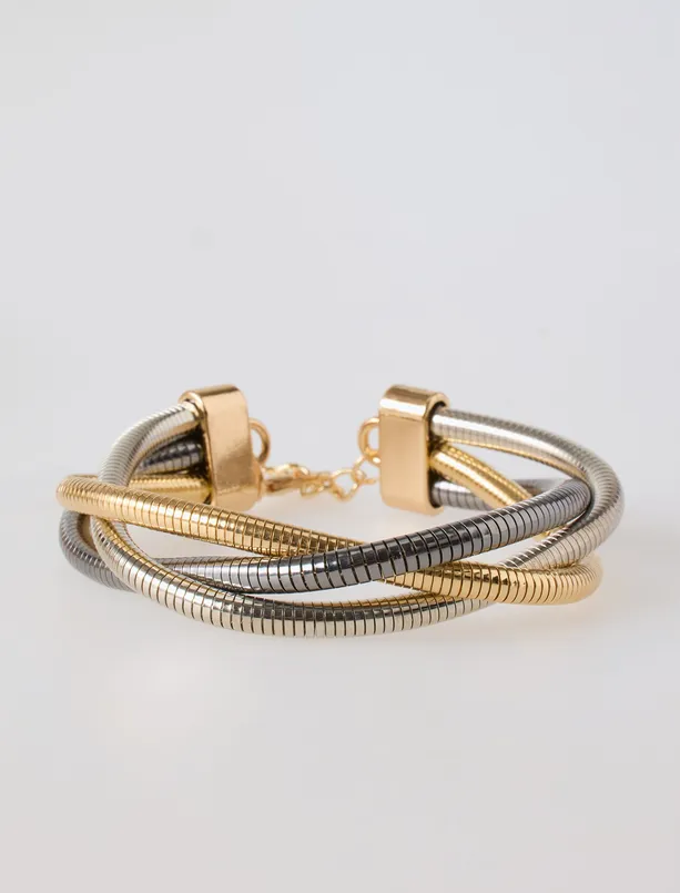 Women Mixed Gold Plated Multi Chain Bracelet