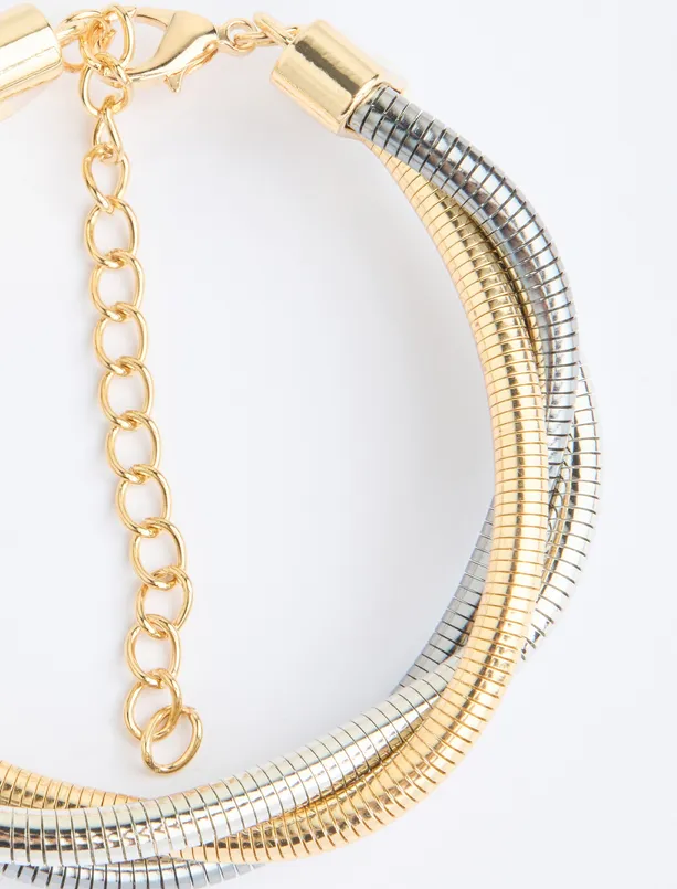 Women Mixed Gold Plated Multi Chain Bracelet