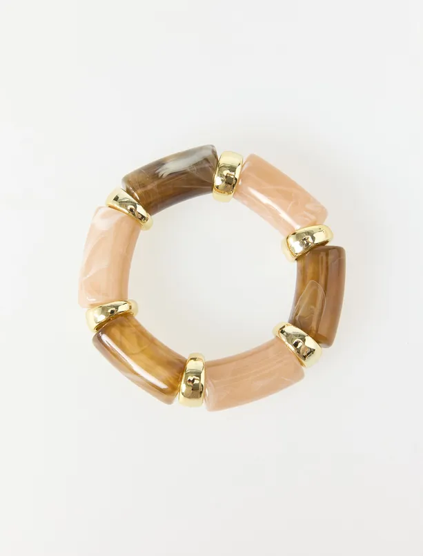 Bayan Bej Ahşap Görünümlü Bileklik