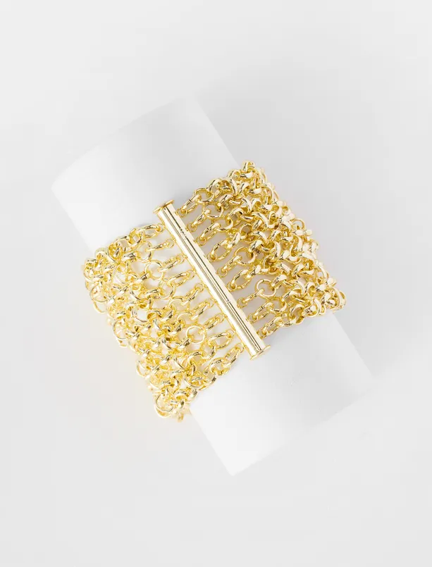 Women Yellow Chain-Detail Cuff Bracelet