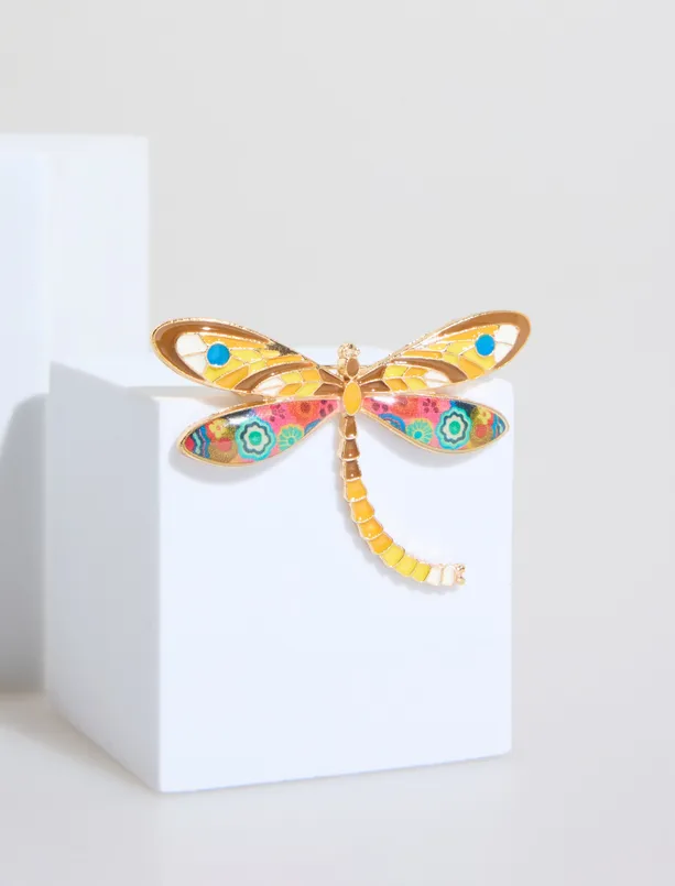 Bayan  Yusufçuk Figürlü Renkli Broş