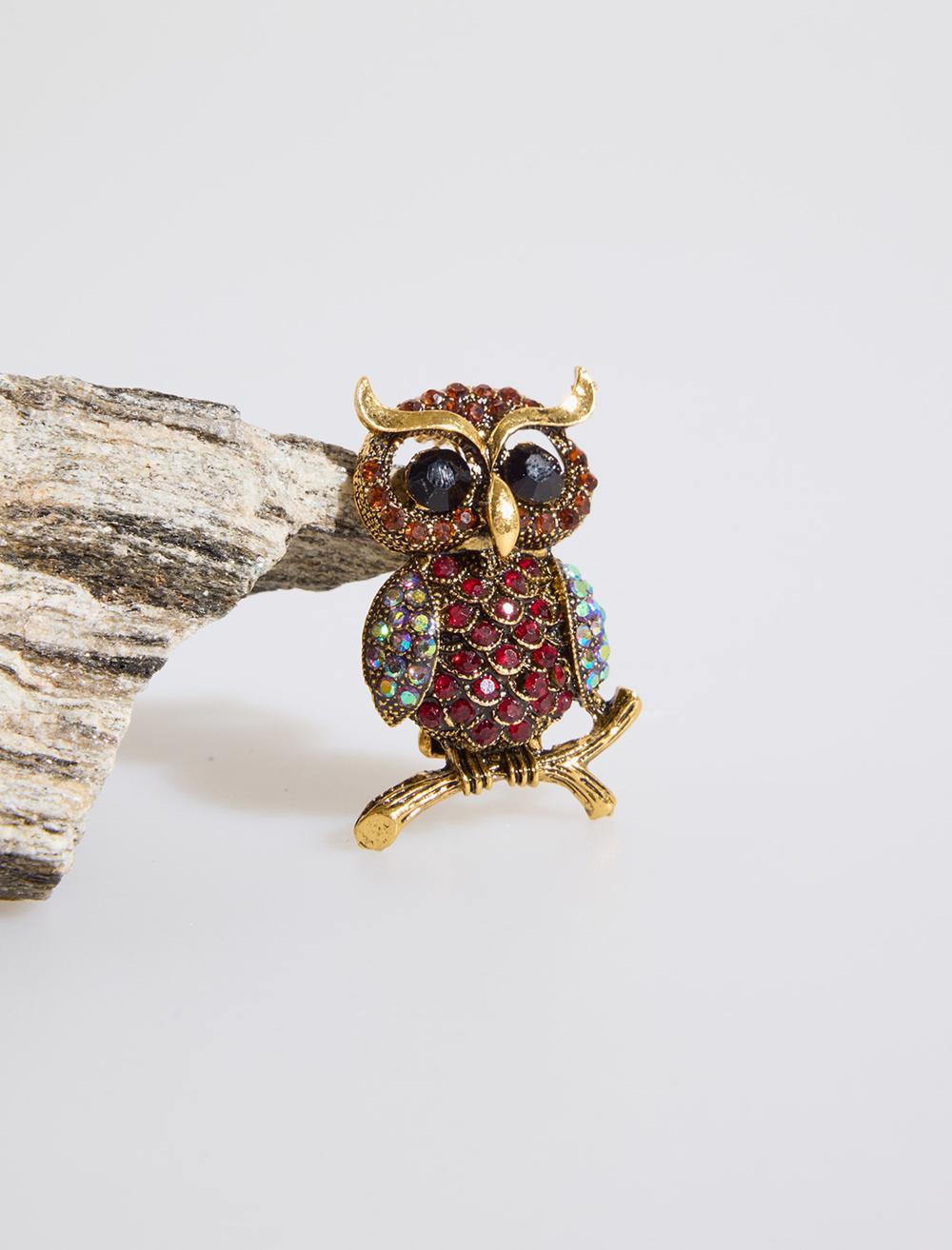 Baykuş Figürlü Zarif Broş