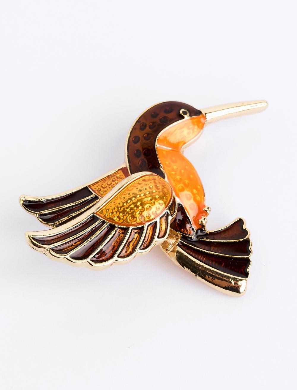 Ağaçkakan Figürlü Mine Detaylı Broş