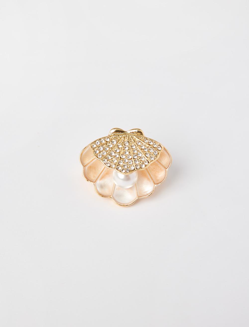 İstiridye Figürlü İncili Broş