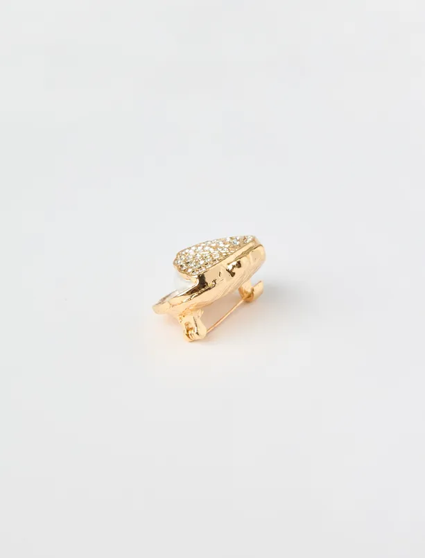 Bayan Kahverengi İstiridye Figürlü İncili Broş