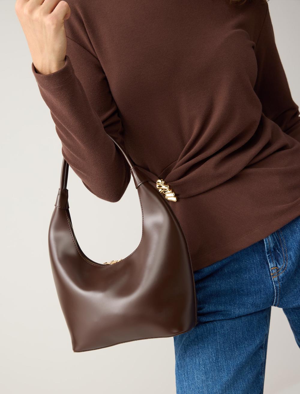 Deri Görünümlü Basic Omuz Çantası