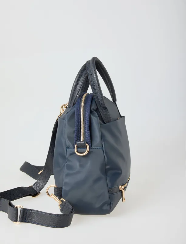 Women Dark Blue Multi-compartment Bag with Adjustable Strap