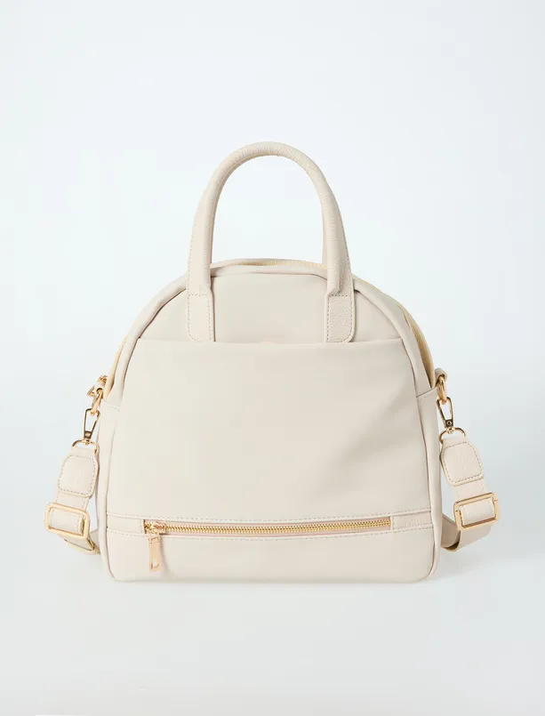 Bayan Bej Ayarlanabilir Askılı Çok Bölmeli Çanta