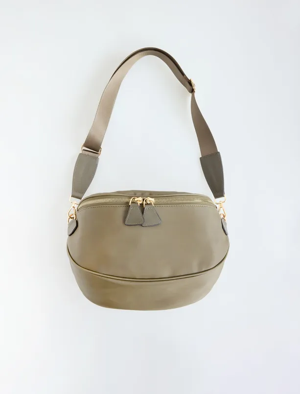 Women Haki Adjustable Strap Bag with Zipper