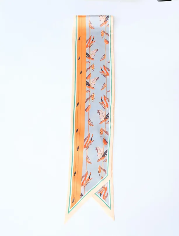 Bayan Turuncu Yaprak Desenli Fular