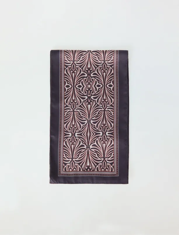 Bayan Kahverengi Etnik Desenli Dokuma Eşarp