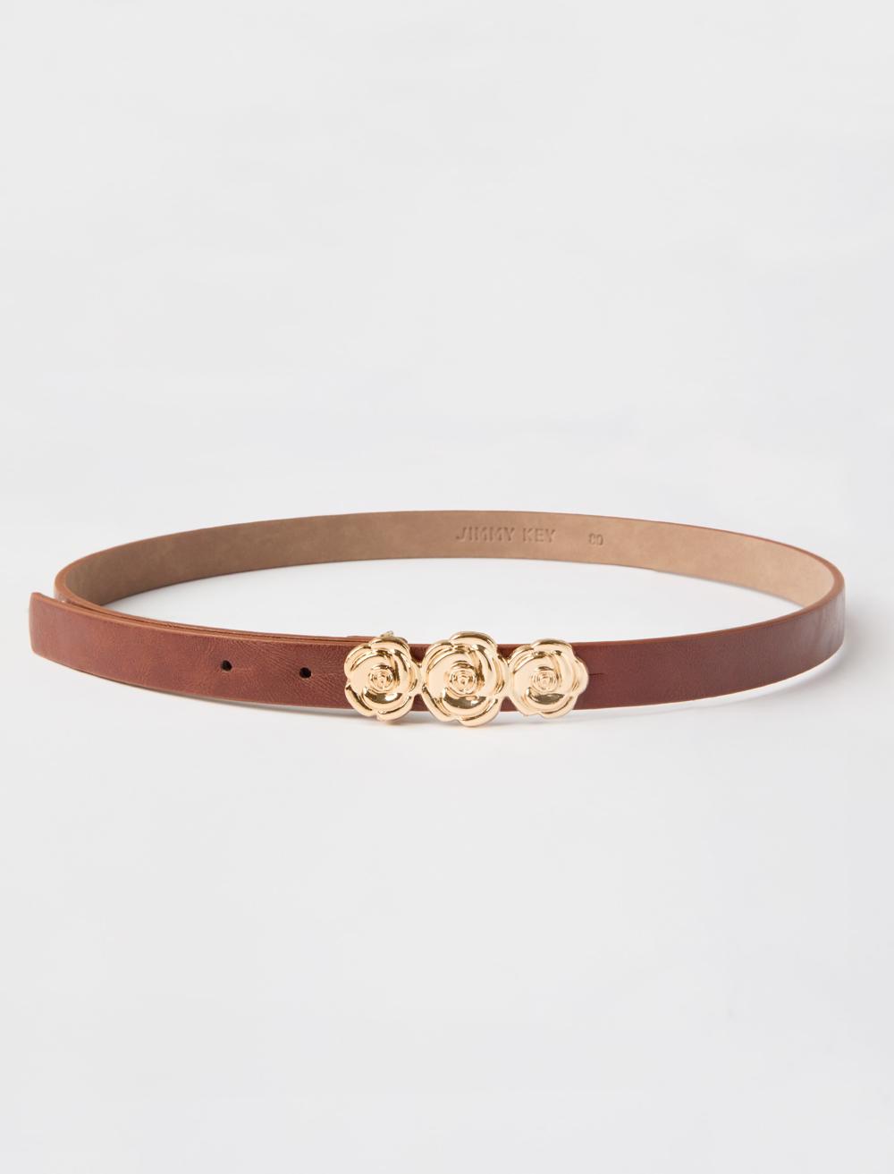 Çiçek Figürlü Toka Detaylı Kemer