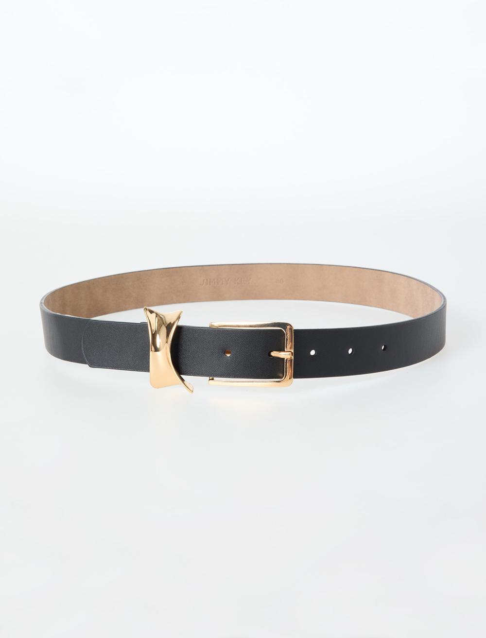 Deri Görünümlü İnce Metal Tokalı Kemer